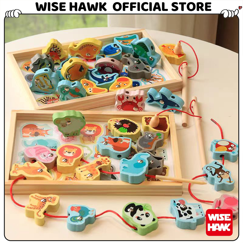 Jual WISEHAWK Mainan Edukasi Kayu Montessori Memancing Magnet Ikan dan ...