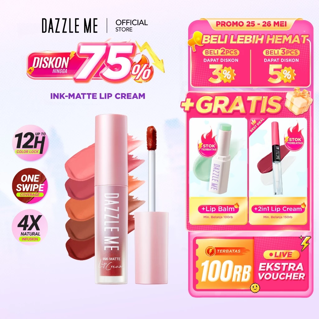 Pratinjau DAZZLE ME Ink-Matte Lip Cream High Pigmented Matte Finish