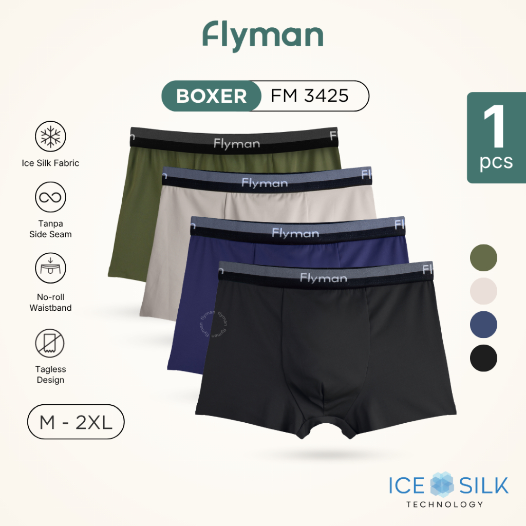 Jual Flyman Celana Dalam Ice Silk Boxer Pria 1 pcs FM 3425 | Shopee ...