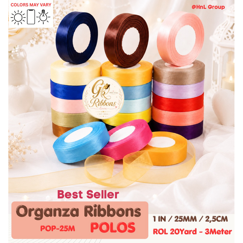 Jual ( 3 Meter ) ORGANZA RIBBON 25MM 1IN ( 2.5CM ) PITA ORGANDY ...