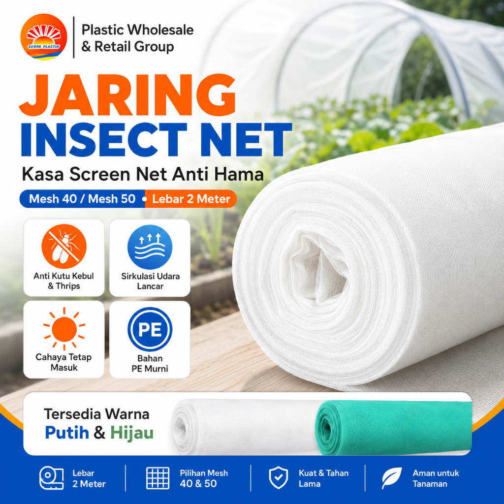 Jual JARING INSECT NET kasa Bsf Lebar 2 meter ( PUTIH & HIJAU ) TANPA ...