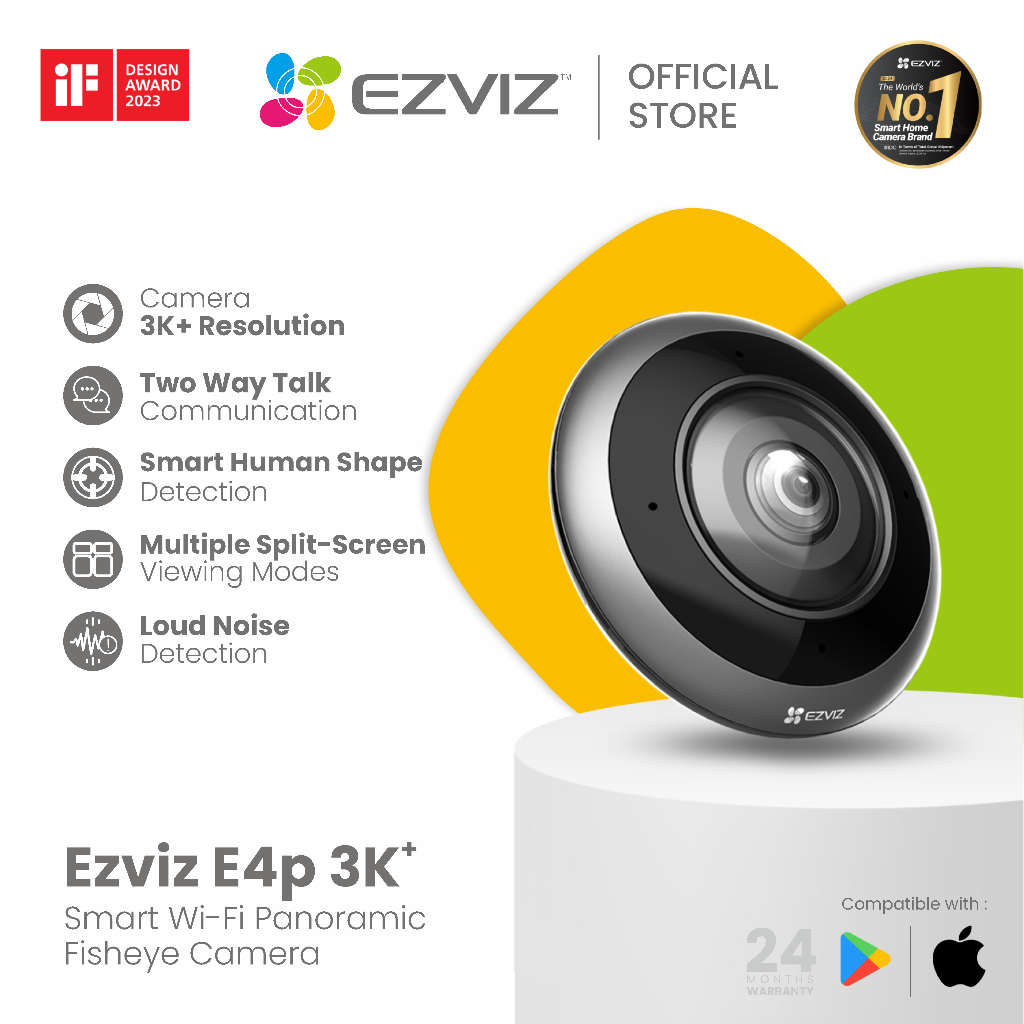 Jual Ezviz E4p 6MP 3K+ Smart Home Wi-Fi Camera Panoramic Fisheye CCTV ...