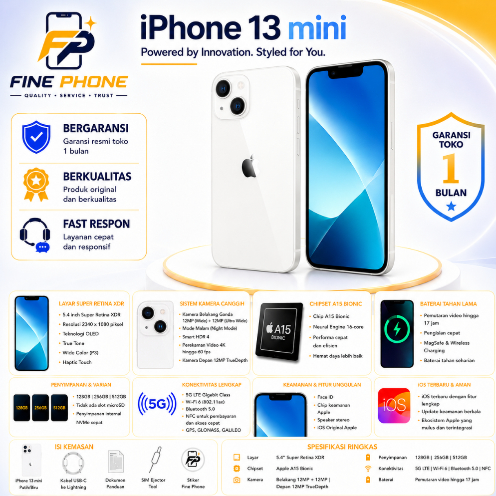 Jual IP 13 MINI 128GB 256GB SECOND LIKE NEW 100% ORIGINAL Bergaransi ...