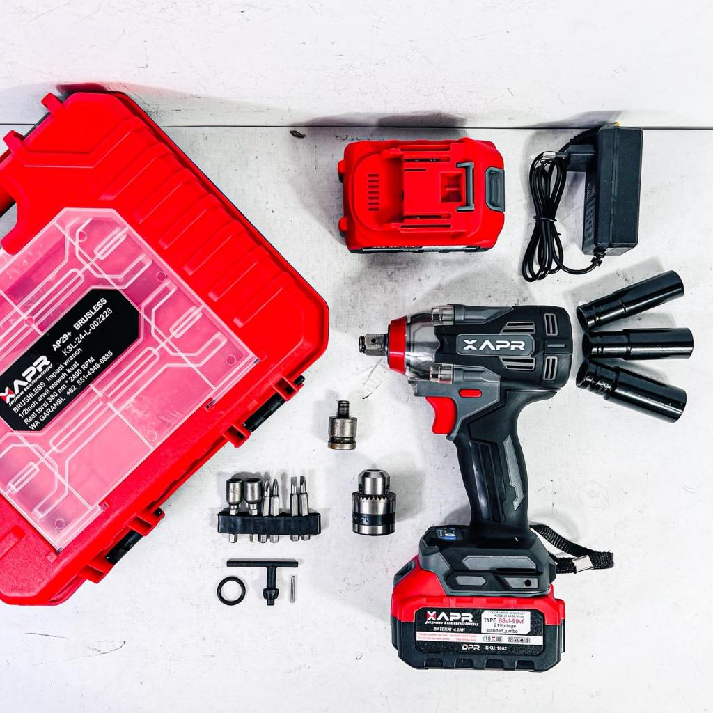 Jual Mesin Impact Wrench XPAR Type AP29+ 380NM 2baterai 88v standart ...