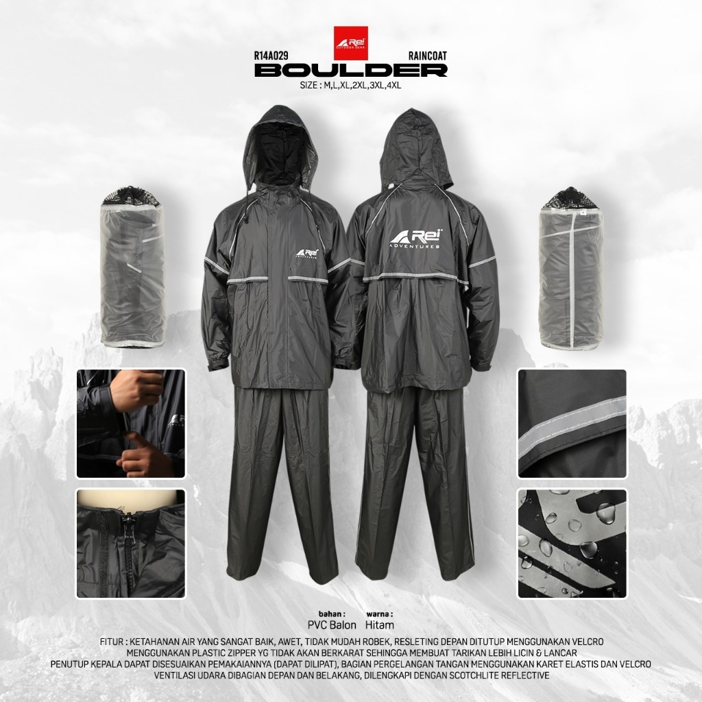 Jas Hujan Pria Boulder Arei Outdoorgear foto 1