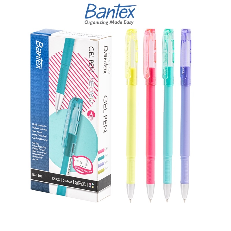 Bantex Pulpen Gel Pen Tip 0.5 mm Tinta Cepat Kering Grip Matte BG1101