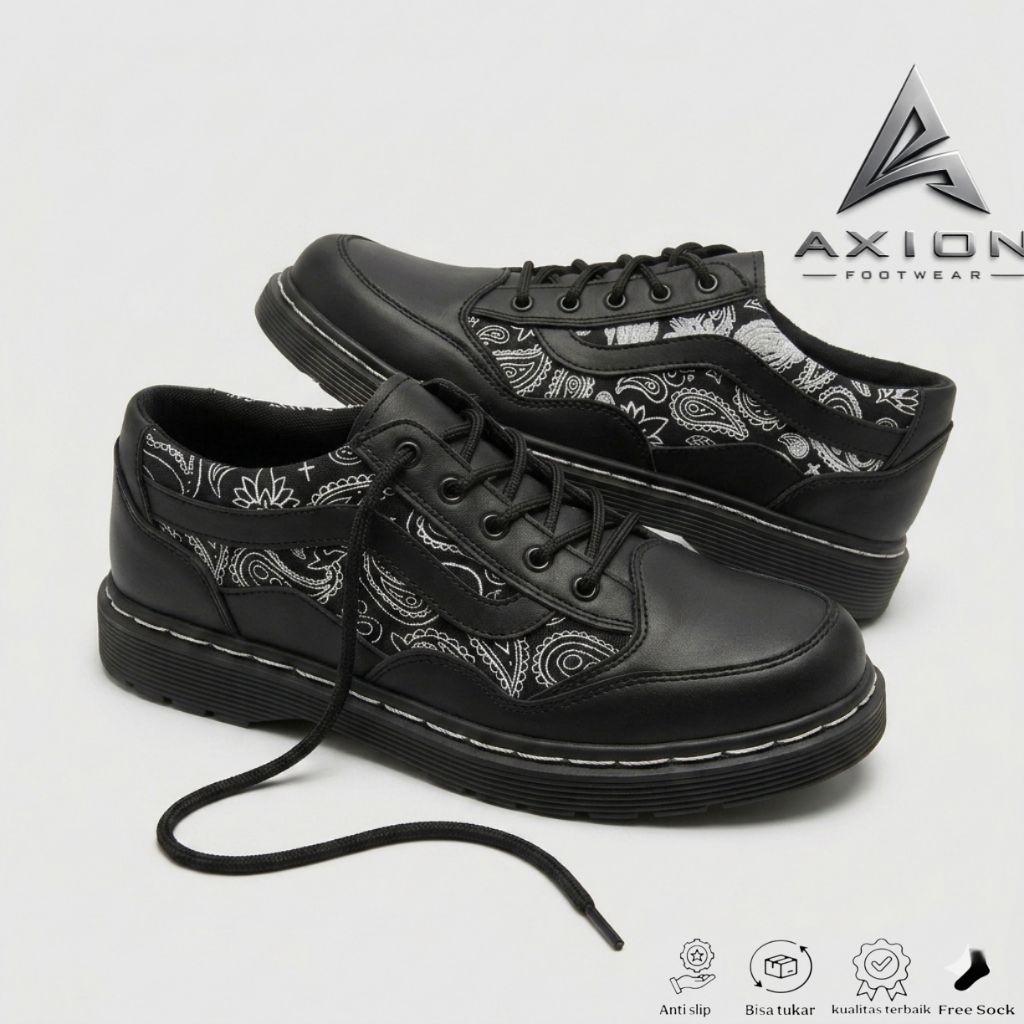 Jual AXION Sepatu Pantofel Formal Hitam Docmart Pria Paisley | Shopee ...