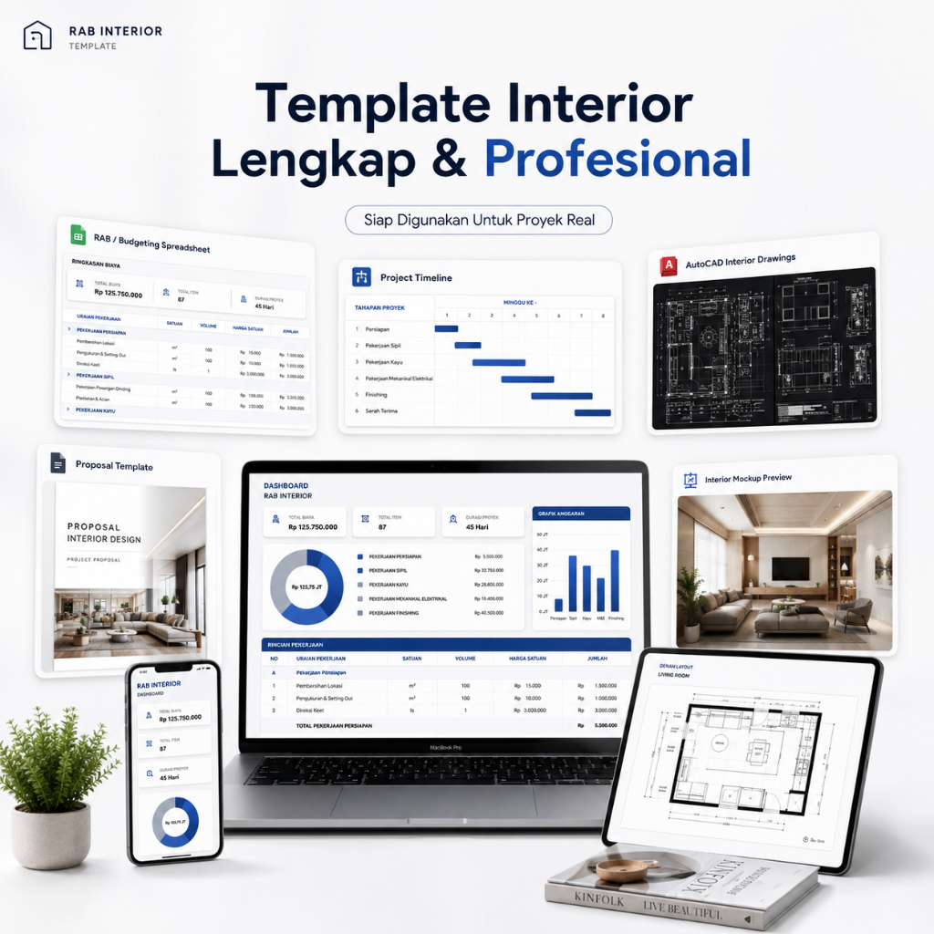 Jual Template RAB Interior Excel Otomatis - Hitung Anggaran, Material ...