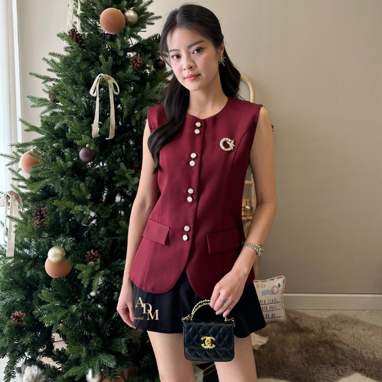 Jual ADM || Claire | Atasan Premium Collection Pin Bunga|| Kancing ...