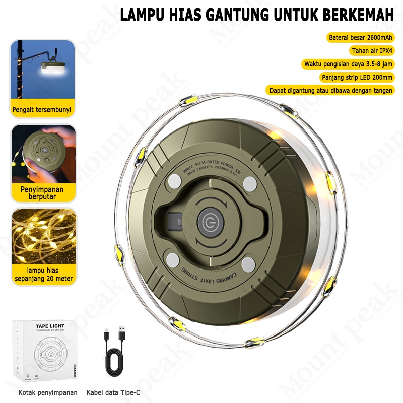 Mountpeak  20M Lampu Hias Outdoo Lampu Camping  Lampu tenda  Tumblr Gantung Water Repellent Serbaguna 20M