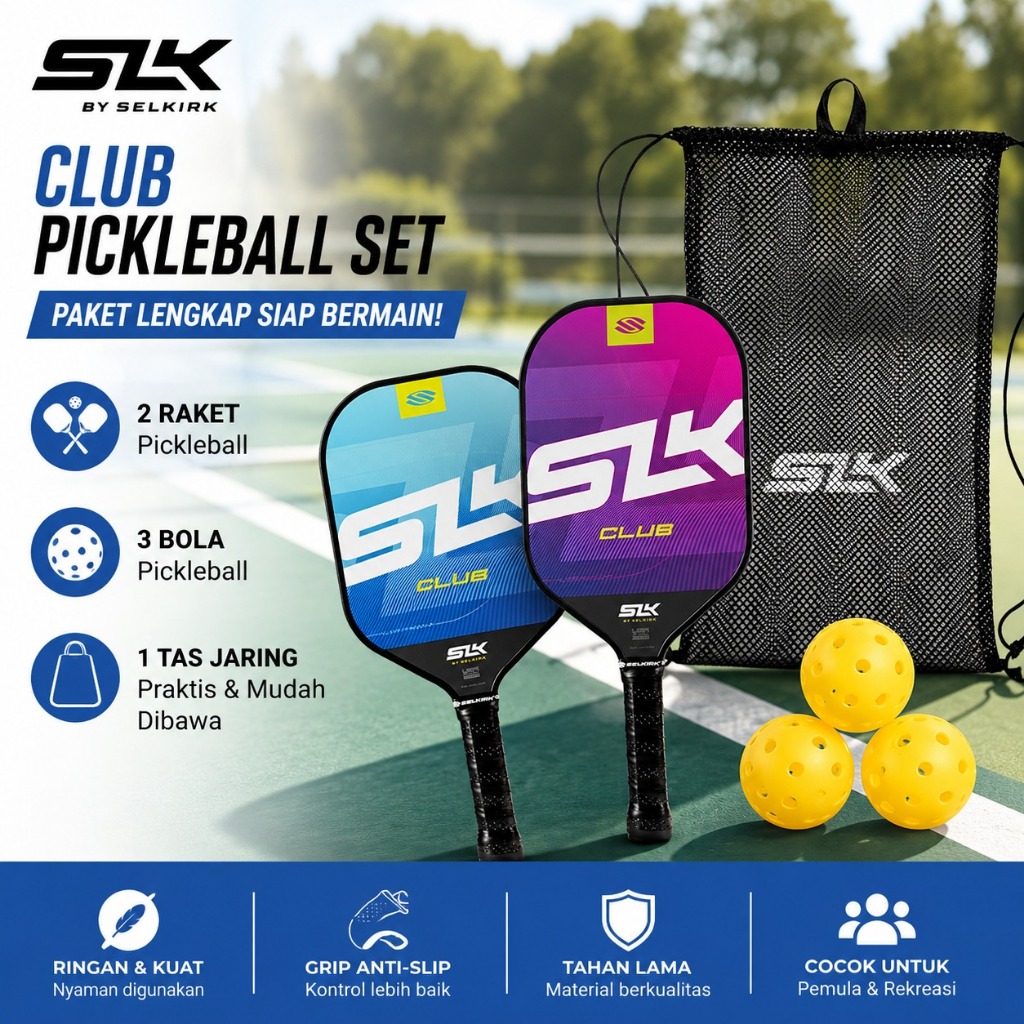 Jual SLK Club Raket Bat Pickleball Set FREE 3 Bola dan Tas Serut by ...