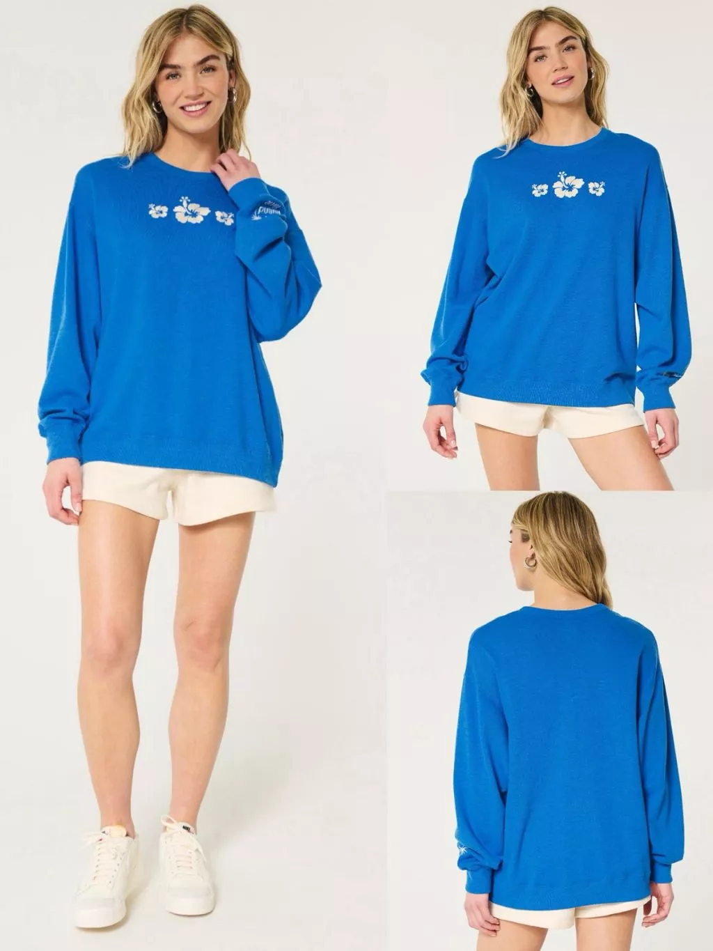 Sweater Wanita HLS Women's Oversized Floral Graphic Terry Sweatshirt - 2528