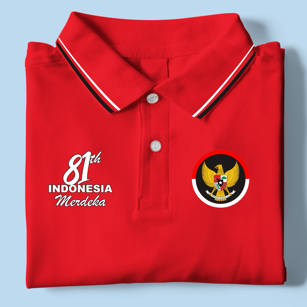 BULAT 81 - Polo 17 Agustus 2026 HUT RI 81 Kemerdekaan Indonesia Merdeka Kaos Kerah Pria Wanita