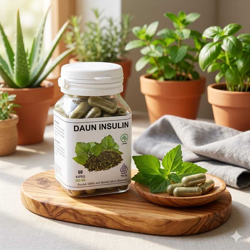 Kapsul Daun Insulin 50 Kapsul Menurunkan Gula Diabetes Pra Diabetes Herbal | Kapsul Insulqu Herbaluv