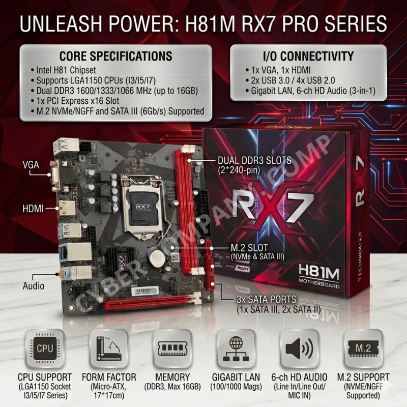 Jual Paket New Motherboard RX7 H81M Processor Intel i3-4150/ i5-4570 ...