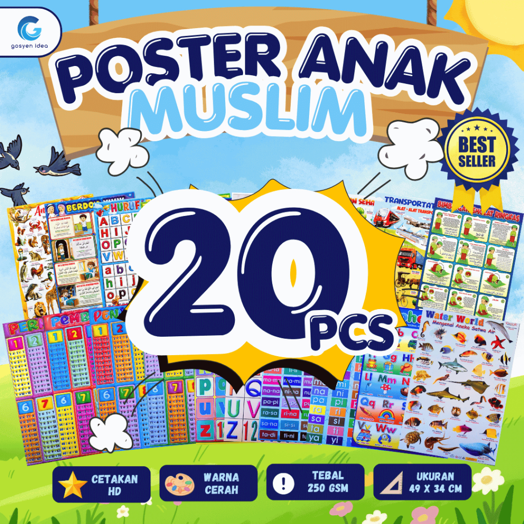 Jual Paket 20 Poster Dinding Edukasi Anak Belajar Gambar Huruf ABC ...