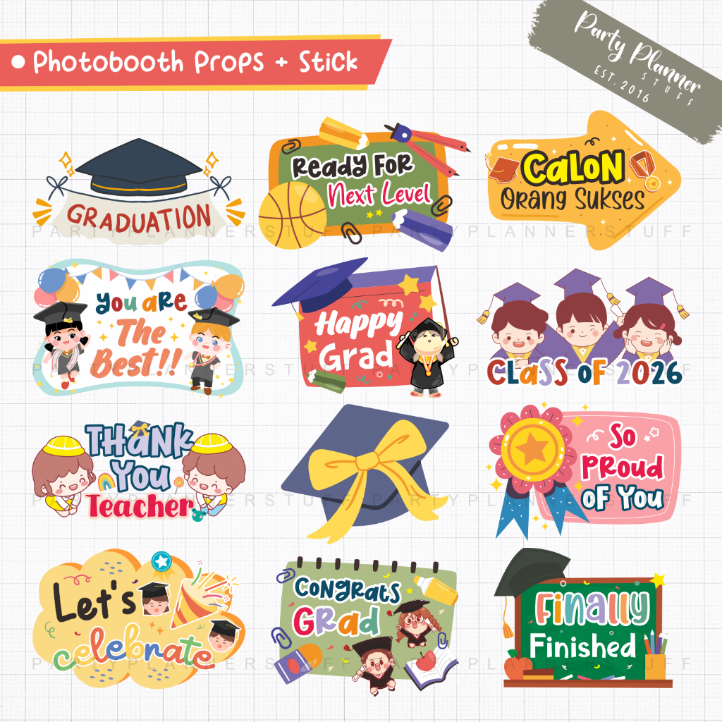 Jual Acc foto happy graduation fun props wisuda anak sekolah stik foto ...
