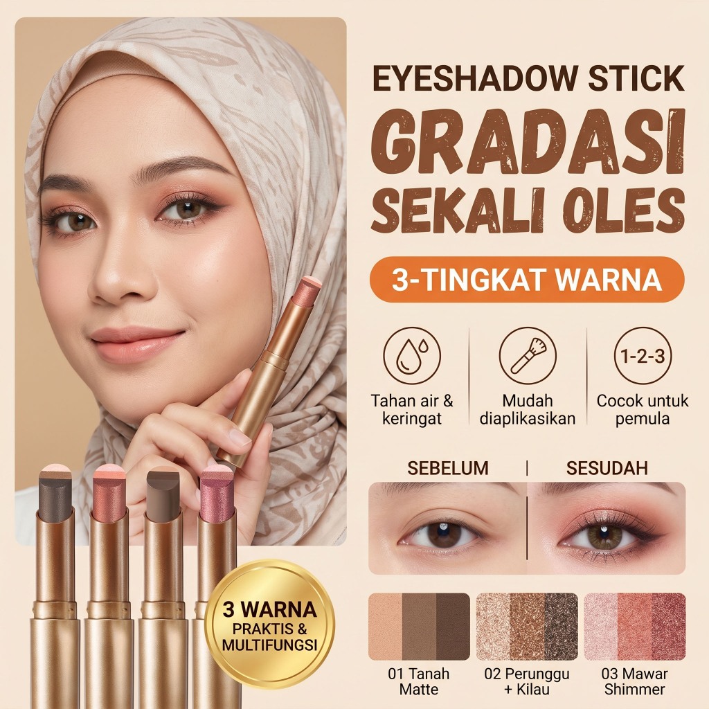 Jual YZS Eyeshadow Stick 3 Warna Gradasi Multifungsi Shimmer Waterproof ...