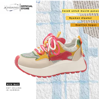 BN016 Sepatu olahraga wanita bergaya Korea, bernapas dan nyaman, tidak mudah gerah, cocok untuk berbagai kesempatan, sepatu kasual wanita yang modis