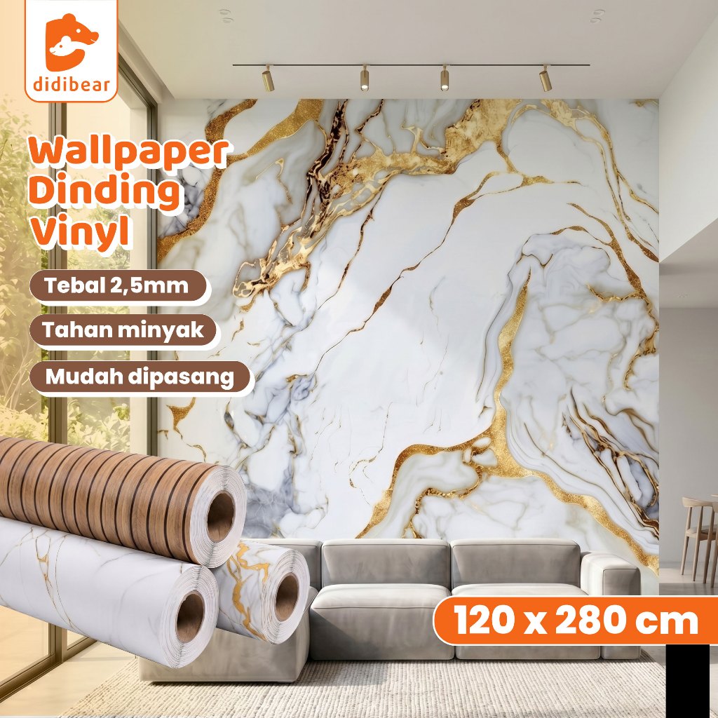Didibear Wallpaper Dinding Vinyl Marble 120x280 m Motif Marmer Beragam Pilihan