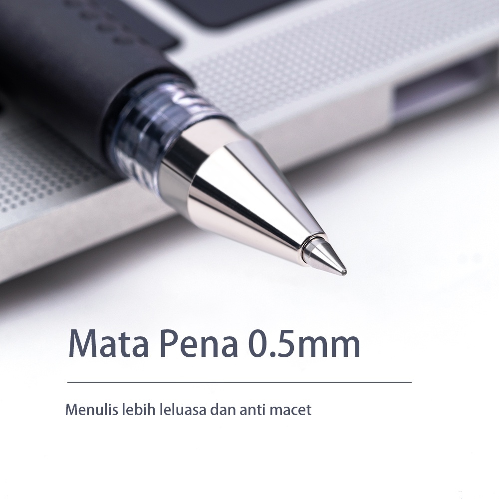 Deli Gel Pen Pulpen 0.5mm Ujung Tumpul Tinta Hitam/Biru/Merah Lembut dan Nyaman Dipakai 1PCS 6600ES (4)