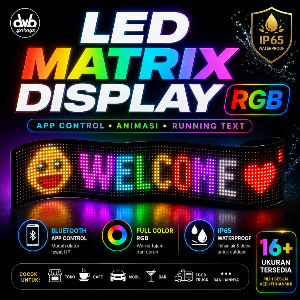 Jual LED MATRIX PANEL DIY 32PIXEL 16PIXEL WATERPROOF SIGN RUNNING TEXT ...