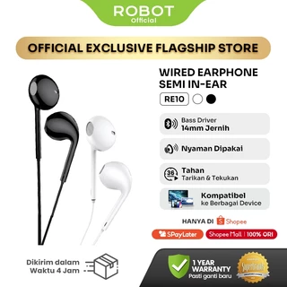 ROBOT RE10 Headset Bass Jernih Mic Kompatibel iPhone Android