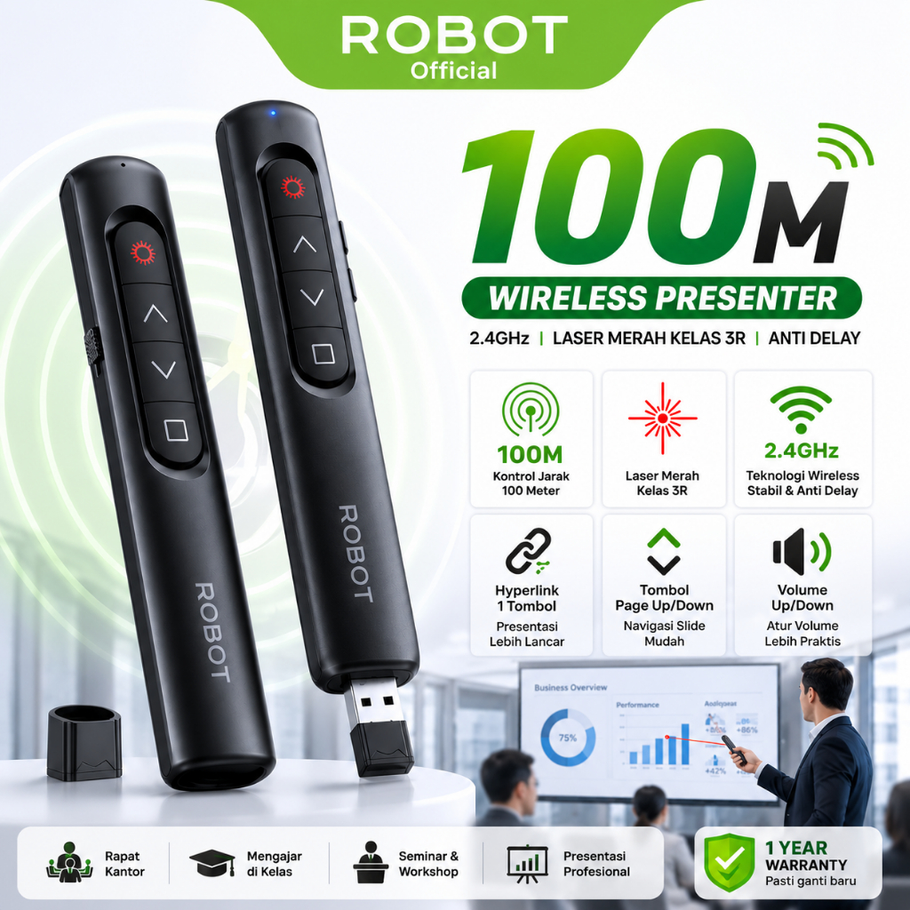 Jual ROBOT Pena Laser 100 Meter Hyperlink Remote Pointer Presentasi ...