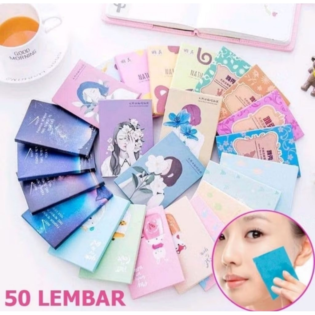 VIRGO Kertas Linen Tissue Penyerap Minyak Wajah 50Pcs Oil Control Film Menyerap Minyak Muka Wajah Berlebihan Kertas Penyerap Minyak Wajah