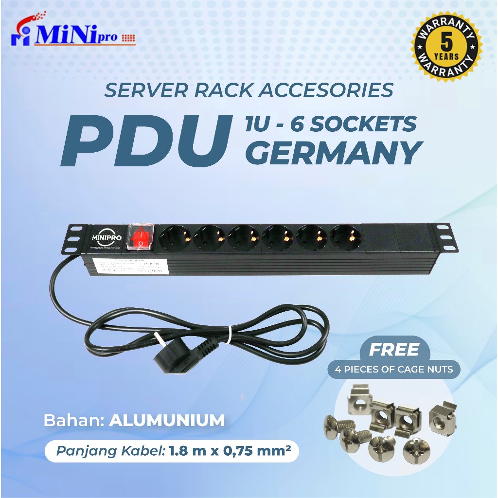 Jual Minipro Power Distribution Unit Rack Server 6 Port Germany Socket ...