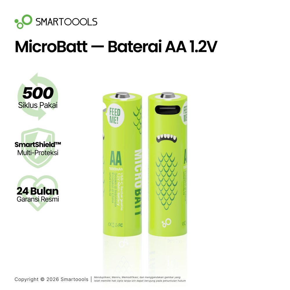 Jual Smartoools MicroBatt AA USB Type-C Baterai Isi Ulang ...