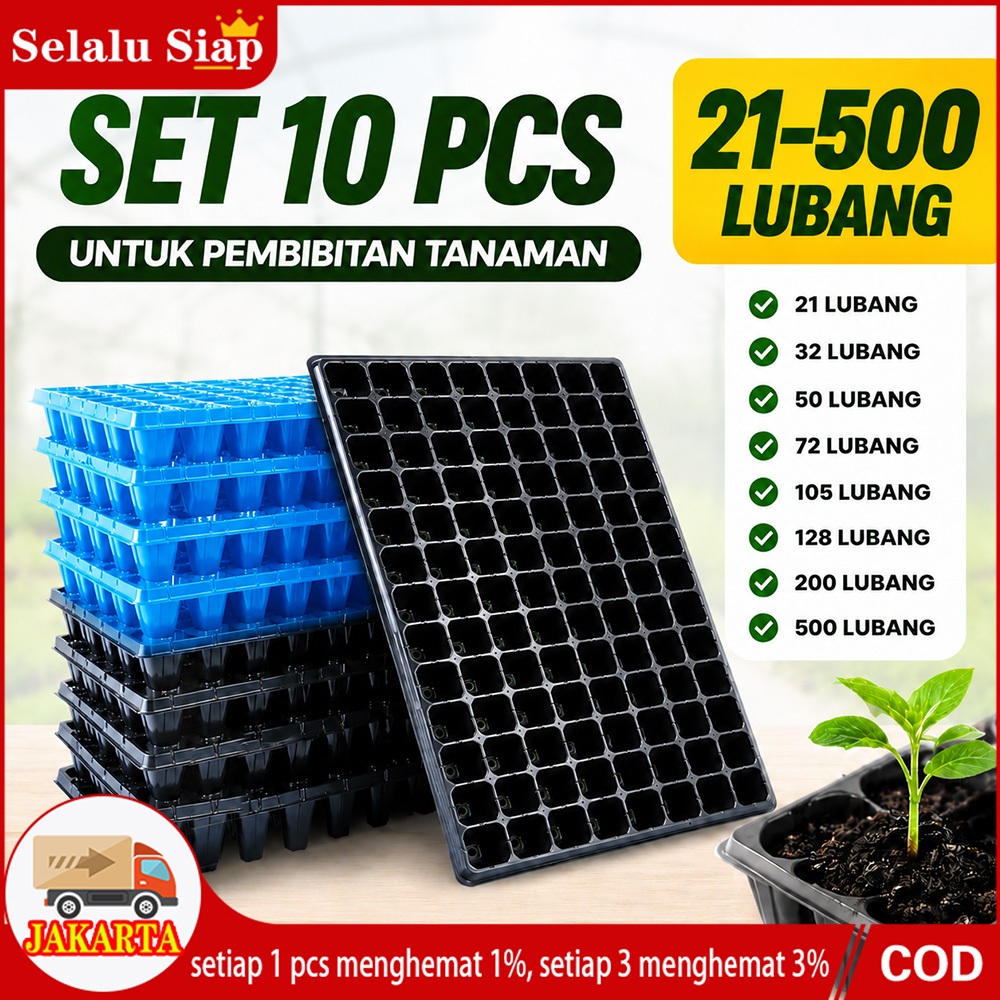 10 PCS Pot Bibit / 10 PCS Tray Semai / Seedling Pot / Pot Tray Semai Bibit Benih 21/32/50/72/105/128/200 Holes/mini pottray/Seeding Tray Semai Yang Sesuai/ Pot Hidroponik Potray/ Tray Dulang Benih Berkualitas Tinggi