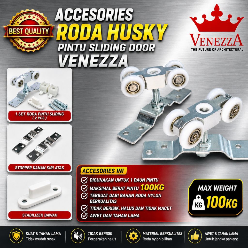 Jual Acessories Roda Rel Sliding Gantung Nylon HD VENEZZA isi 2 pcs ...