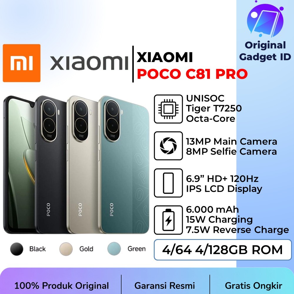 Xiaomi Poco C81 Pro ( 4/64 4/128GB ) - Layar imersif 6.9" | HP 1 Jutaan - Garansi Resmi