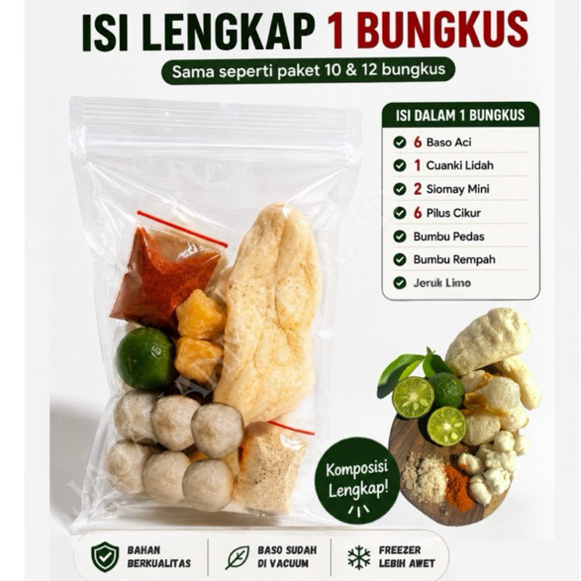 Jual Baso Aci 12 bungkus hemat / bakso aci Original Kuah Pedas