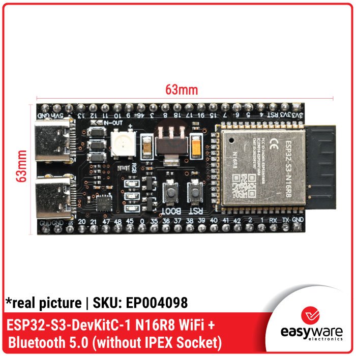 Jual ESP32-S3-DevKitC-1 N16R8 WiFi Bluetooth 5.0 Development Board ...