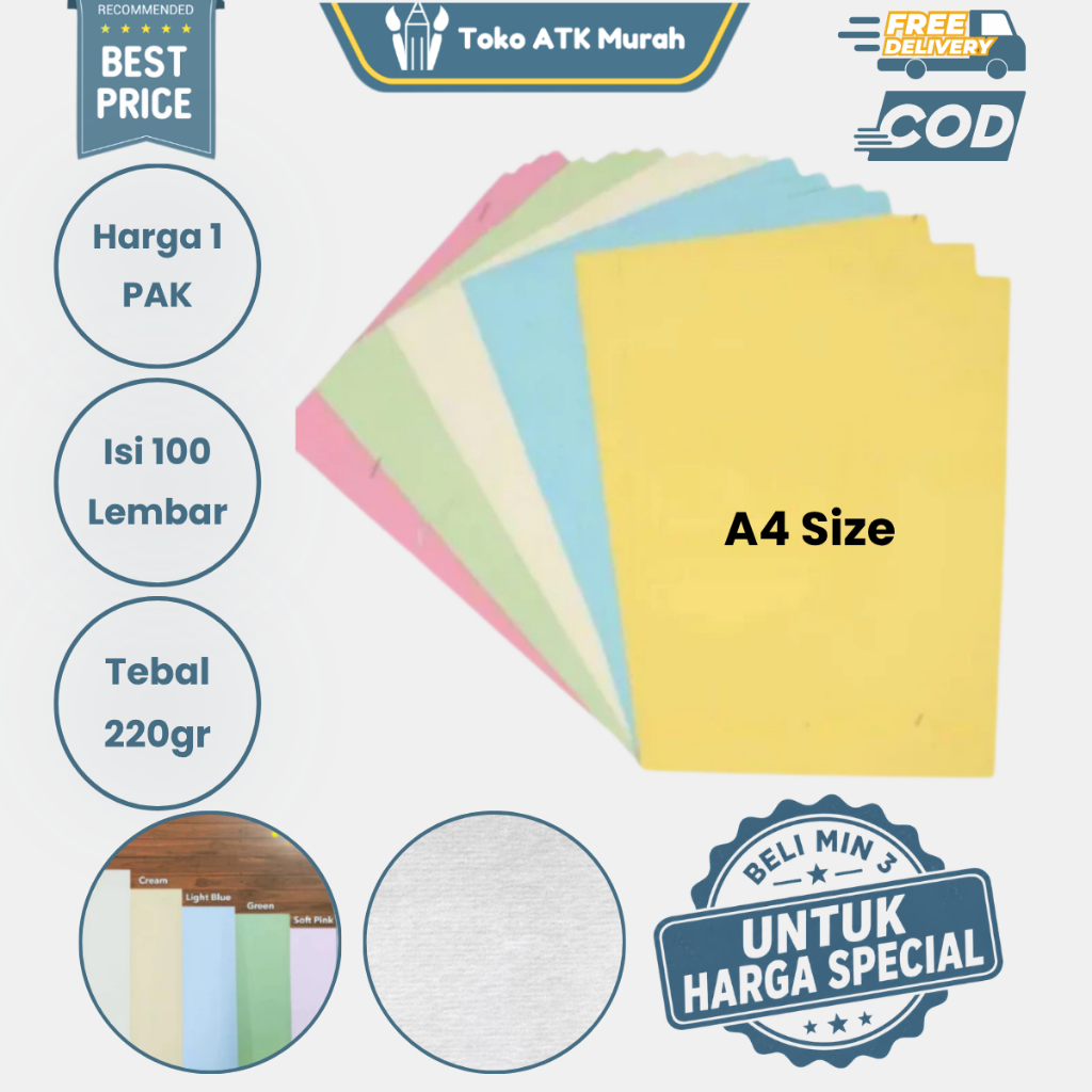 Jual 1 Pak Kertas Concorde Tebal 220gr ( Isi 100 Lembar ) - Kertas ...