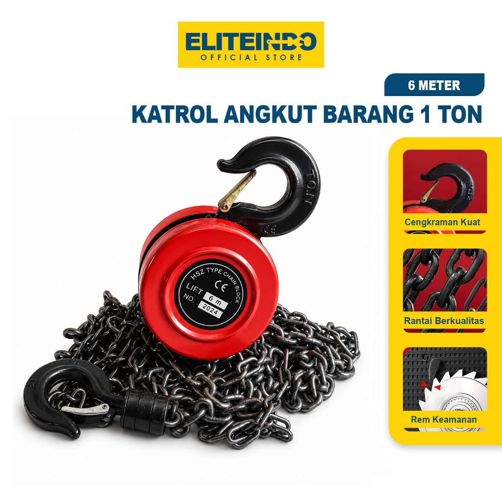 Jual Chain Block 1 Ton x 6 Meter Takel Katrol Rantai Manual Bahan Baja ...