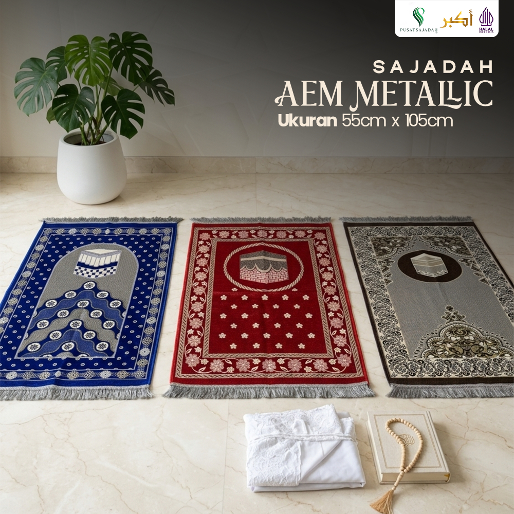 Sajadah Dewasa Murah | AEM Metallic | Uk. 60x105 | Model Terbaru | Gift | Souvenir Haji | Terlaris | Traveling