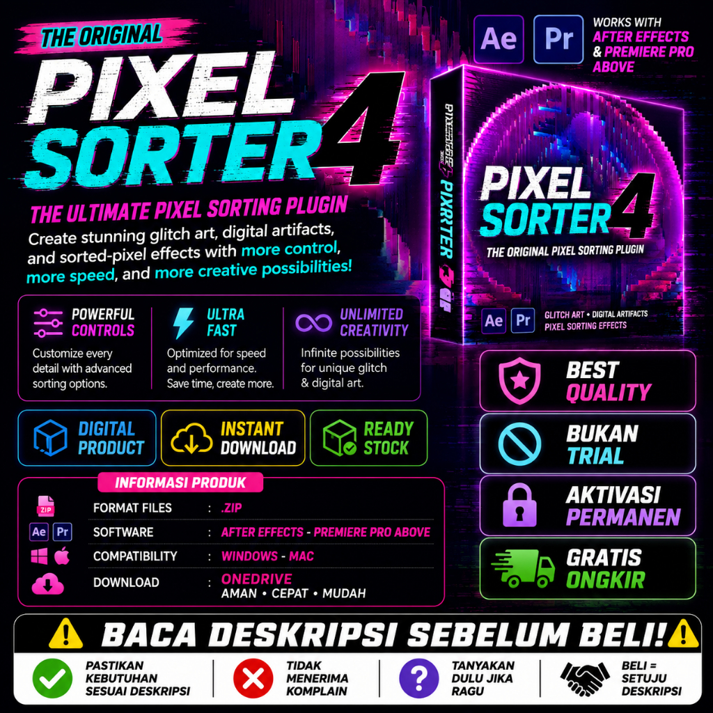 After Effects - Premiere Pro Plugin - Pixel Sorter 4 v4.1.0 - WIN MAC - 280426