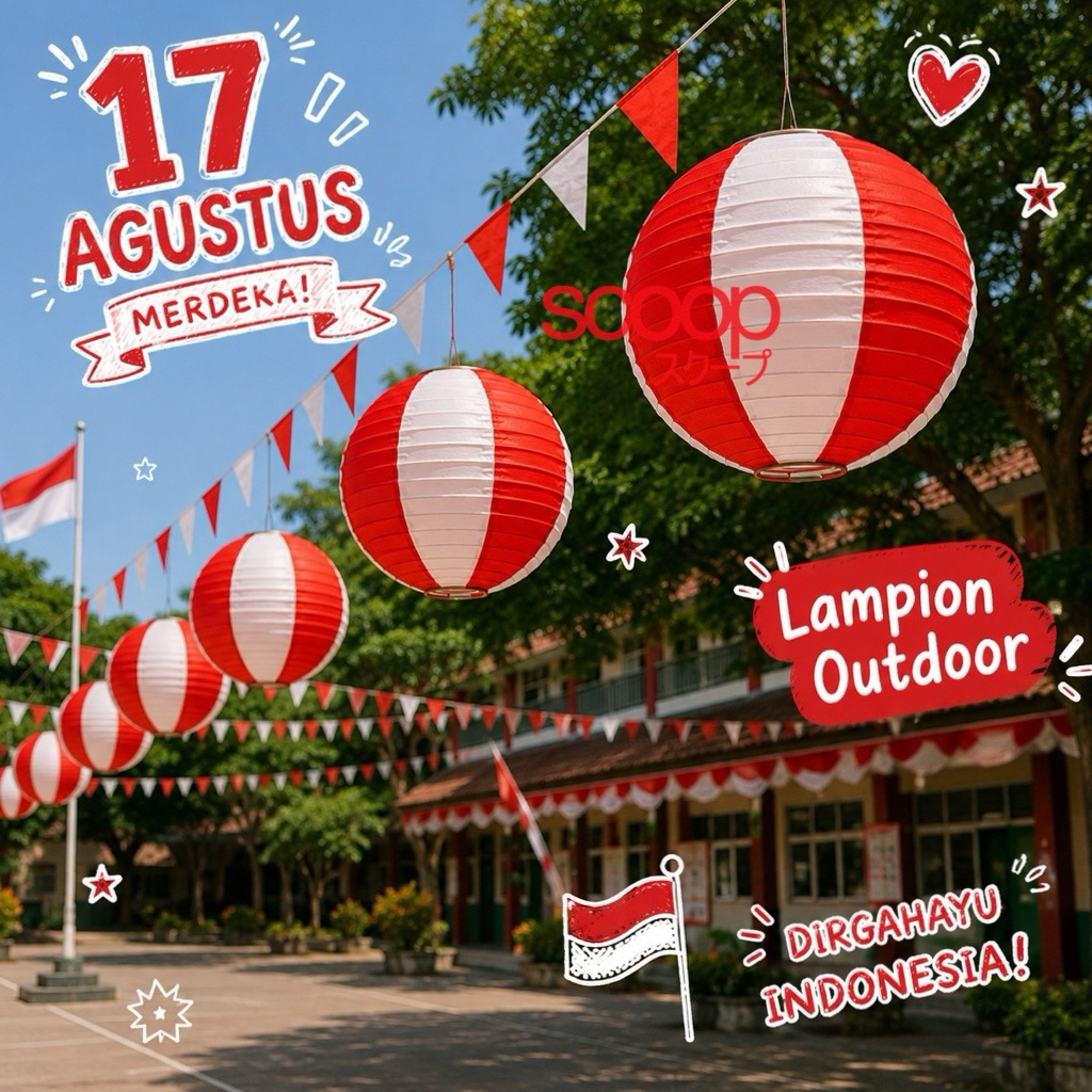 W! Accessories Dekorasi 17 Agustus MerahPutih Kemerdekaan Lampion Outdoor (pc) 72420100