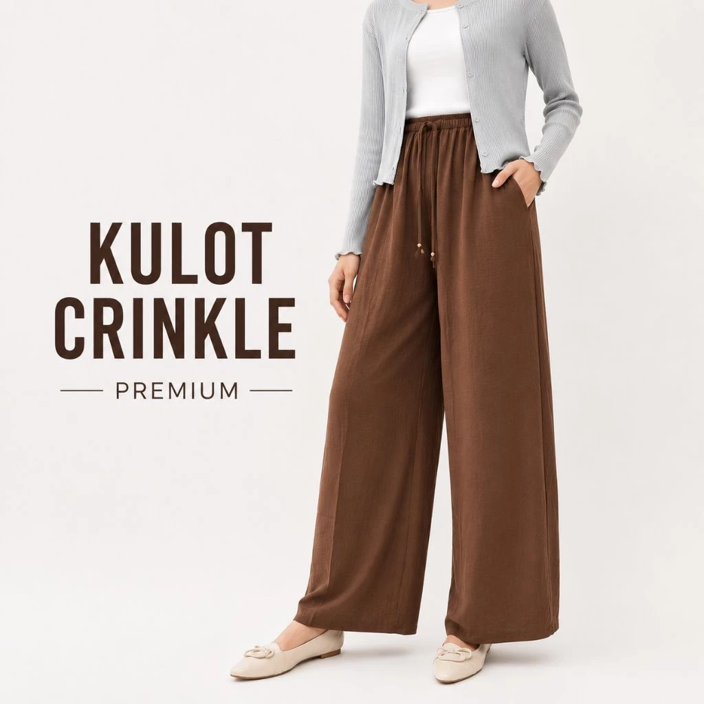 Kulot Wanita Crinkle Premium Bahan Adem Flowly Celana Kulot Wanita Highwaist