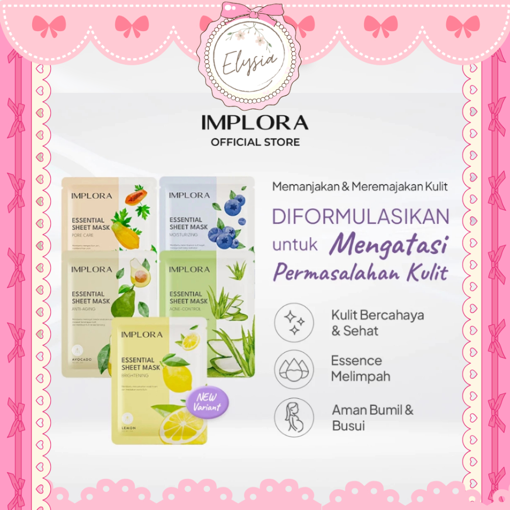 Implora Essential Sheet Mask - Masker Tisu Perawatan Wajah All Varian