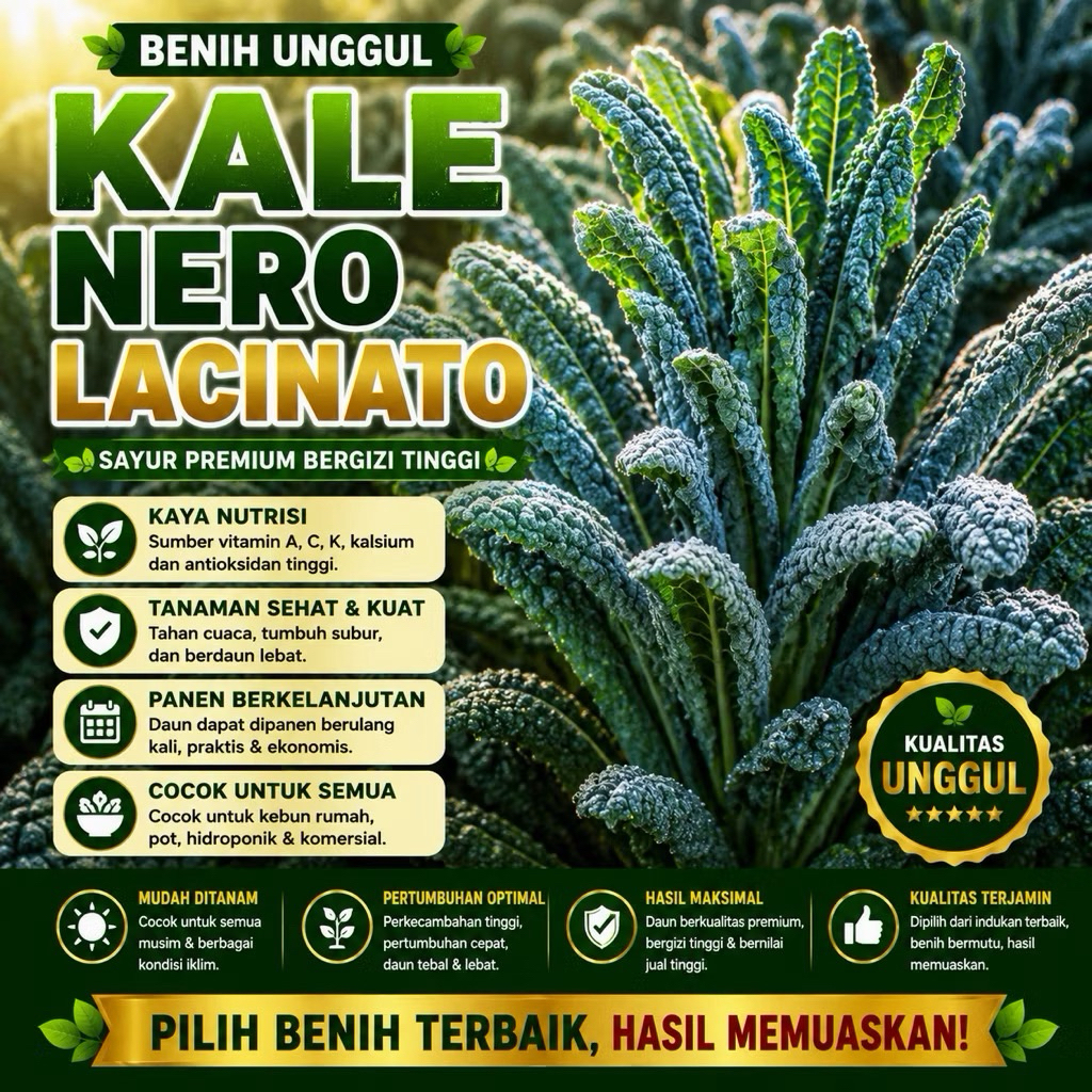 ISI PAKET 20 Benih Kale Nero Lacinato Bibit Sayuran Kaya Gizi Tanaman Sayur Unggul Berkualitas Seribuan -RSB1990