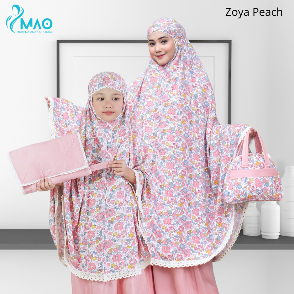 Mukena Couple Rayon Premium 2in1 Zoya Peach Harga Satuan