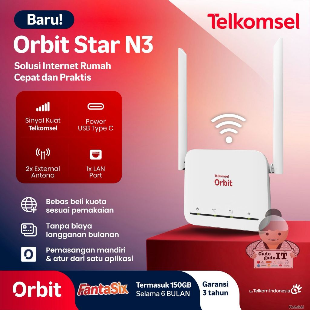 TELKOMSEL ORBIT STAR G1 MODEM WIFI 4G HIGH SPEED FREE TELKOMSEL 150GB