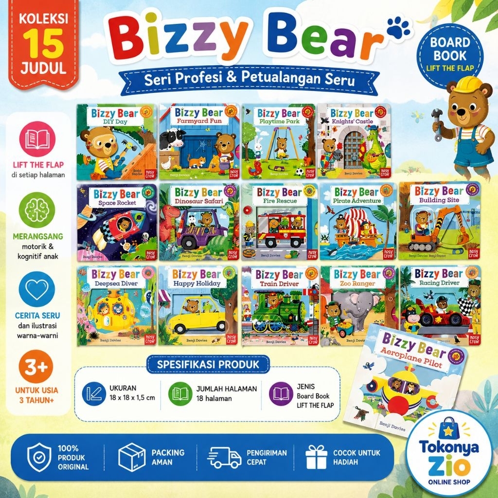 Jual BIZZY BEAR Book Series Push Pull Slide Hard Book Bahasa Inggris ...