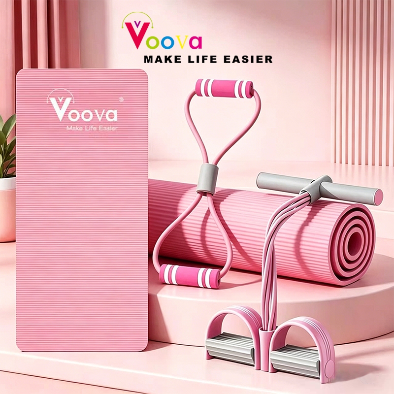 VOOVA Paket Olahraga Terbaru/ Set Olahraga Rumah Matras free tali strap, Tummy Trimmer dan Tali Yoga
