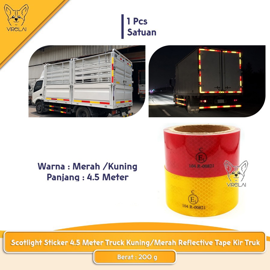 Jual Scotlight Sticker Stiker 5 Meter Truck Kuning/Merah Reflective ...