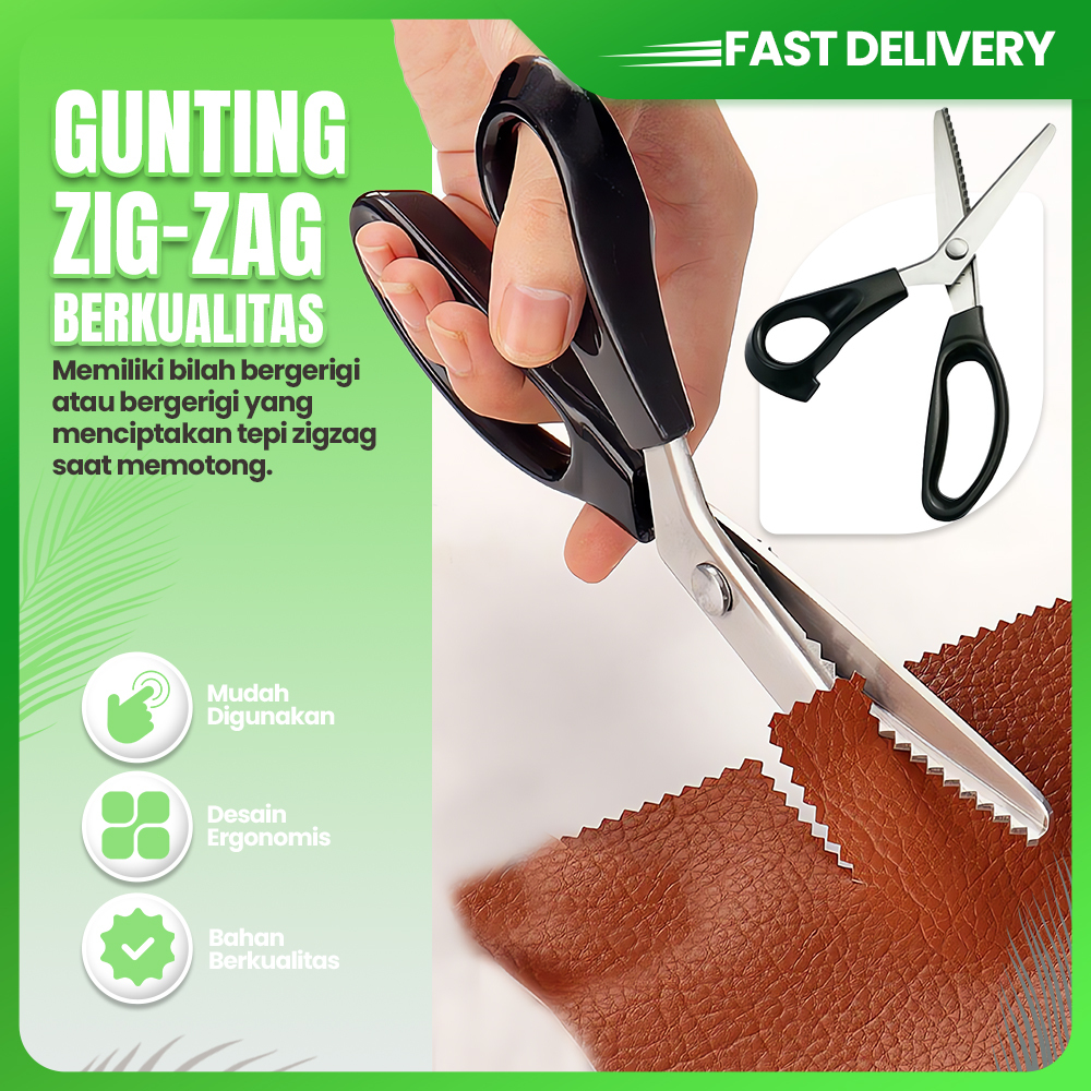 Gunting Kain ZigZag Pinking Shears 9" Dekorasi Prakarya Multifungsi